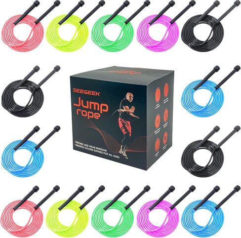 14 Pack Adjustable Jump Rope for Cardio Fitness - Versatile Jump Rope for Kids Women Men -Tangle-Free for Keeping Fit, Training, Workout in Kuwait