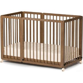 JOYMOR 8-in-1 Convertible Crib with 2" Mattress, Convert from Bassinet, Mid Crib to Full Size Crib, Height Adjustable, Easily Convert to Toddler Bed