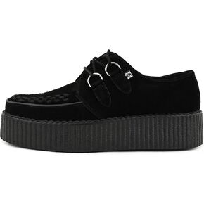 Black Suede Viva Mondo Creepers Shoes for Women and Men, Lace Up Platform Shoes | US Women 12 / Men 10