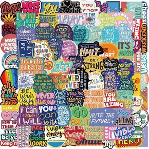 Motivational Talks Stickers Positive Stickers for Water Bottles Laptop Journaling, Cannity Inspirational Stickers for Students Teachers Vinyl Waterproof Reward Stickers(50PCS)