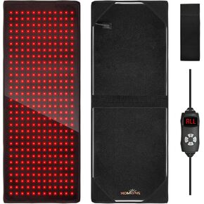 HOMLYNS Red Light Therapy for Body, 24" × 12" Infrared Light Therapy Pad with 5 Light and 6 Timer Levels, 240 3-in-1 LED Modules, 660nm & 850nm Near Infrared with Pulse Mode