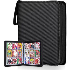 Card Binder for Pokemon Card, 4 Pocket 50 Double-Sided Pages for 400 Card Pocket Premium Zip PU Card Binder for Pokemon, Collectible For TCG,MTG,Baseball,Football Trading Card Game (Yellow)