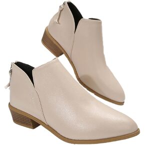 JITUUE Ankle Booties for Women,Women's Casual Dress Low Heeled Booties. V Cut Fashion Thick Heel Design Shoes