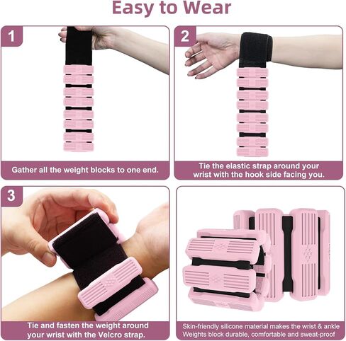 Pilates Wrist & Ankle Weights for Women, Wearable Wrist Weights& Leg Weights Set of 2(1Lbs Each) Adjustable Ankle Weights for Walking,Yoga, Dance, Pilates, Pool Exercises and Gym（Blue) in Saudi Arabia