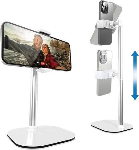 حامل هاتف Cooper ChatStand مكون من قطعتين - حامل هاتف محمول قابل للتعديل للارتفاع للمكتب | حامل هاتف خلوي قابل للدوران والإمالة مقاس 9-14 بوصة وعرض على مستوى العين للمكتب (أسود ليلي) in Kuwait