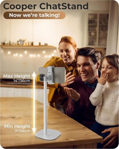 حامل هاتف Cooper ChatStand مكون من قطعتين - حامل هاتف محمول قابل للتعديل للارتفاع للمكتب | حامل هاتف خلوي قابل للدوران والإمالة مقاس 9-14 بوصة وعرض على مستوى العين للمكتب (أسود ليلي) in Kuwait