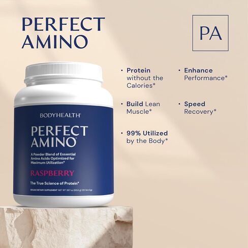 مسحوق BodyHealth PerfectAmino - مسحوق BCAA وEAA لمرحلة ما قبل وبعد التمرين - مسحوق مشروب طاقة الأحماض الأمينية للرجال والنساء لدعم العضلات الخالية من الدهون والتعافي - الفانيليا - 20 حصة in Saudi Arabia