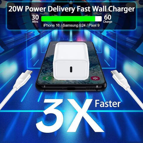 Fast Charger Cord USB C Wall Charger Compatible with Moto G Stylus 5G 2024 2023 2022,G 2024,G Power,G Play,Motorola Edge 2024 2023,Razr,20W Android Charger Phone Charging Block 6FT Type C to C Cord in Saudi Arabia