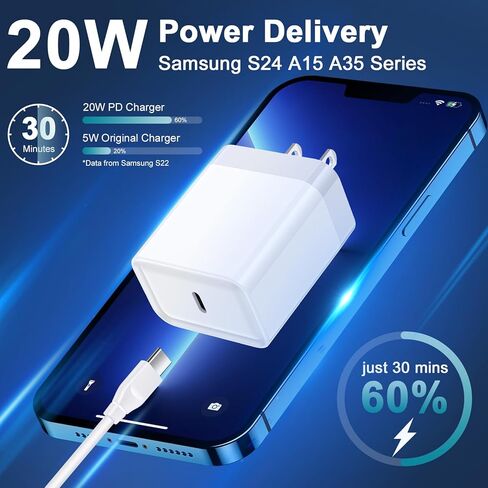 Fast Charger Cord USB C Wall Charger Compatible with Moto G Stylus 5G 2024 2023 2022,G 2024,G Power,G Play,Motorola Edge 2024 2023,Razr,20W Android Charger Phone Charging Block 6FT Type C to C Cord in Saudi Arabia