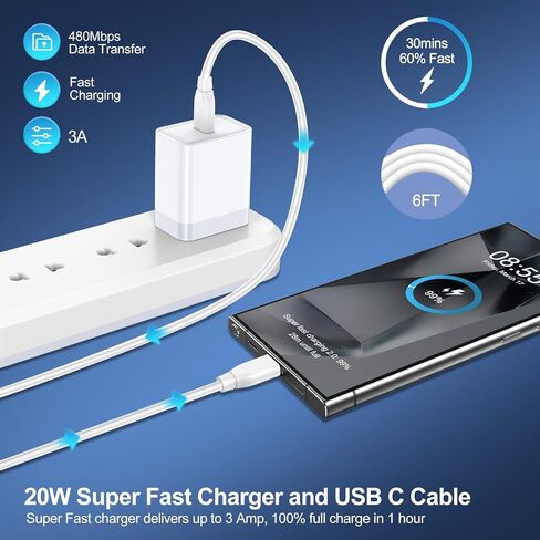 Fast Charger Cord USB C Wall Charger Compatible with Moto G Stylus 5G 2024 2023 2022,G 2024,G Power,G Play,Motorola Edge 2024 2023,Razr,20W Android Charger Phone Charging Block 6FT Type C to C Cord in Saudi Arabia