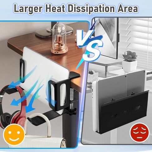 Under Desk Laptop Mount Desk Side Headphone Shoulder Bag and Backpack Holder No Drill Storage and Organizer for Office and Home, White in Saudi Arabia