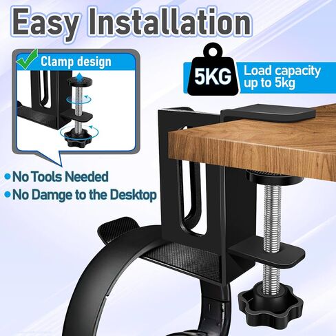 Under Desk Laptop Mount Desk Side Headphone Shoulder Bag and Backpack Holder No Drill Storage and Organizer for Office and Home, White in Saudi Arabia