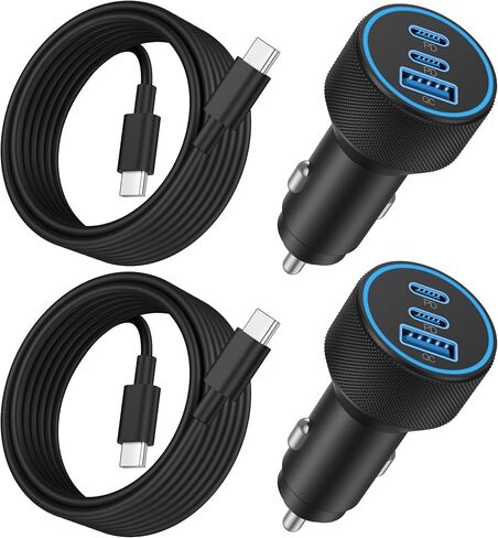Car Charger for iPhone 16/16 Pro Max, 2Pack 67W 3-Port Fast USB C Car Charger Adapter with 3FT USB C to C Cable for iPhone 16/16 Plus/16 Pro/16 Pro Max/15/15 Pro Max, iPad Pro/Air/Mini, Pixel 9 in Saudi Arabia