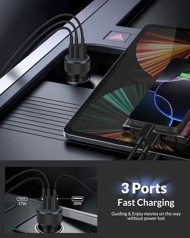 Car Charger for iPhone 16/16 Pro Max, 2Pack 67W 3-Port Fast USB C Car Charger Adapter with 3FT USB C to C Cable for iPhone 16/16 Plus/16 Pro/16 Pro Max/15/15 Pro Max, iPad Pro/Air/Mini, Pixel 9 in Saudi Arabia