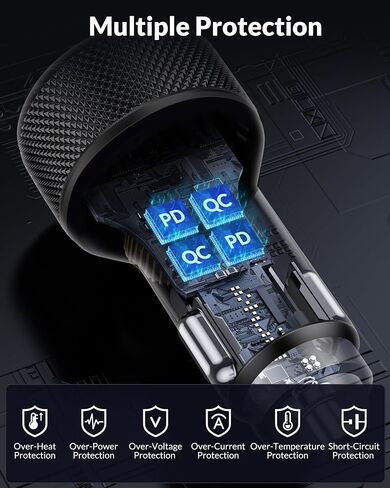 Car Charger for iPhone 16/16 Pro Max, 2Pack 67W 3-Port Fast USB C Car Charger Adapter with 3FT USB C to C Cable for iPhone 16/16 Plus/16 Pro/16 Pro Max/15/15 Pro Max, iPad Pro/Air/Mini, Pixel 9 in Saudi Arabia
