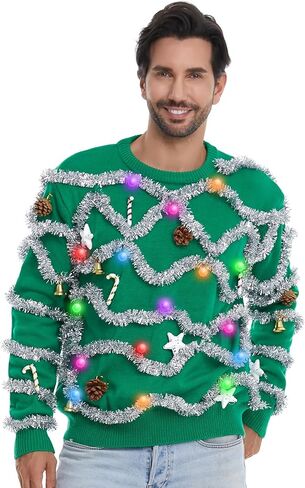 HSCTEK Light Up Men Christmas Sweater in Saudi Arabia