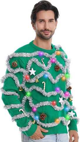 HSCTEK Light Up Men Christmas Sweater in Saudi Arabia