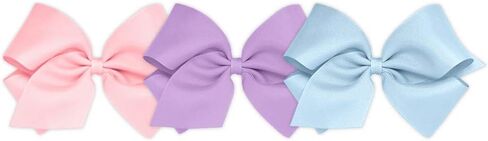 Wee Ones Girls' Medium Bow 3 pc Set Solid Grosgrain Variety Pack on a WeeStay No-Slip Hair Clip - Red, Yellow and Green in Saudi Arabia
