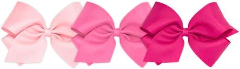 Wee Ones Girls' Medium Bow 3 pc Set Solid Grosgrain Variety Pack on a WeeStay No-Slip Hair Clip - Red, Yellow and Green in Saudi Arabia