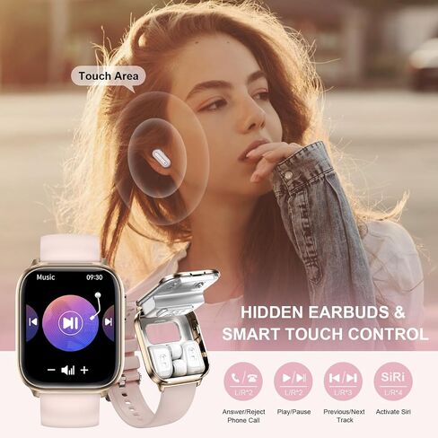 Smart Watch with Earbuds, 2 in 1 Smartwatch for Men and Women, 1.85" HD Smartwatches Screen Make/Answer Calls Bluetooth Earphones, Fitness Tracker Sleep Tracker X9 (Black) in Saudi Arabia