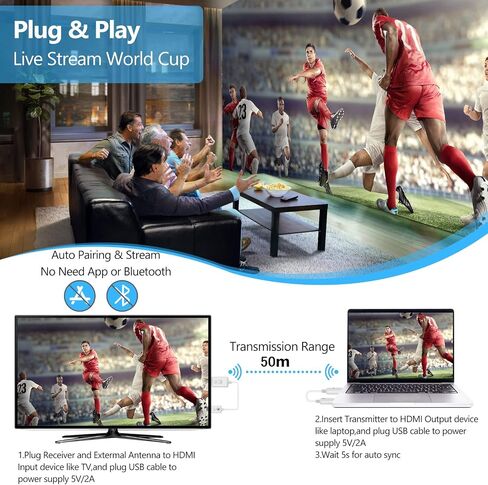 جهاز إرسال واستقبال HDMI اللاسلكي من eppfun CS500AB (أسود) in Saudi Arabia
