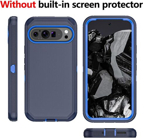حافظة هاتف لهاتف Google Pixel 9 Pro XL، حافظة حماية متينة مقاومة للصدمات مع حافظة بمشبك حزام لهاتف Google Pixel 9 Pro XL 2024 (أسود + أزرق) in Kuwait