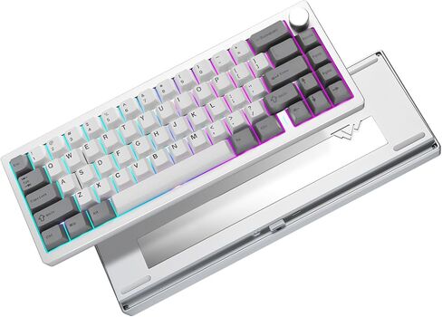YUNZII AL68 Wireless Mechanical Keyboard 60%,QMK/VIA Aluminum Keyboard,Hot Swappable Custom Keyboard with Knob,Gasket Structure,RGB Backlit Gaming Keyboard for Mac/Windows (Silver, Milk V2) in Kuwait