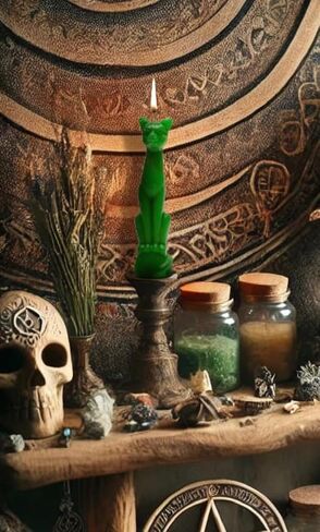 Lucky Cat Ritual Candle - Ancient Egyptian Goddess Symbol for Attracting Good Fortune, Prosperity, and Healing for Personal Needs and Desires with Abundance and Prosperity (Black) in Saudi Arabia