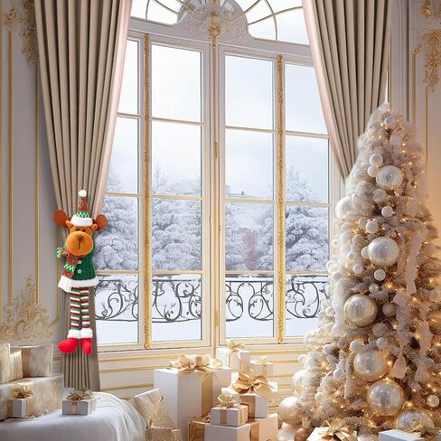 2 Pack Christmas Curtain Buckle Santa & Snowman Xmas Curtain Tieback Hold Fastener, Merry Christmas Wine Bottle Topper Decor for Xmas Holiday Home Window Pendant Decoration Holdback in Saudi Arabia