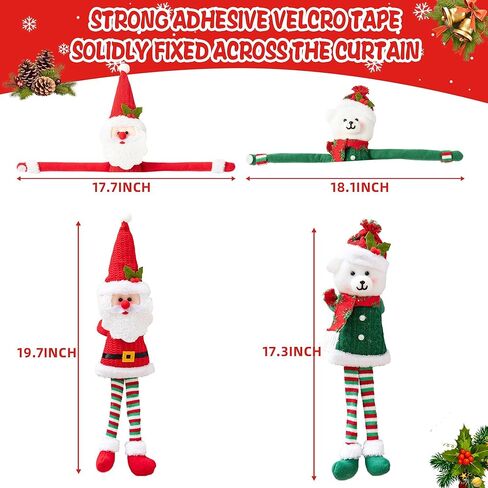 2 Pack Christmas Curtain Buckle Santa & Snowman Xmas Curtain Tieback Hold Fastener, Merry Christmas Wine Bottle Topper Decor for Xmas Holiday Home Window Pendant Decoration Holdback in Saudi Arabia