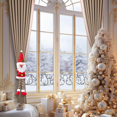 2 Pack Christmas Curtain Buckle Santa & Snowman Xmas Curtain Tieback Hold Fastener, Merry Christmas Wine Bottle Topper Decor for Xmas Holiday Home Window Pendant Decoration Holdback in Saudi Arabia
