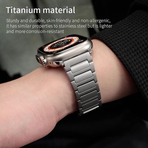 Titanium Band Compatible with Apple Watch Ultra/Ultra 2 49mm 46mm 45mm 44mm 42mm, Lightweight Metal Watch Band for iWatch SE Series 10 9 8 7 6 5 4 3 2 1 Replacement Wristbband for Men in Saudi Arabia