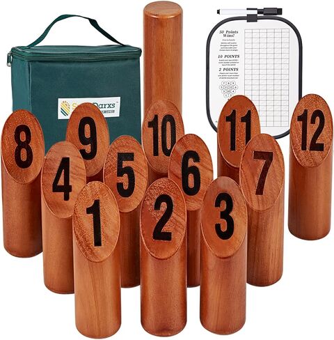 Numbered Block Tossing Game, Wooden Throwing Game Set with Scoreboard & Carrying Bag, Outdoor Backyard Lawn Game for Teens and Adults in Saudi Arabia