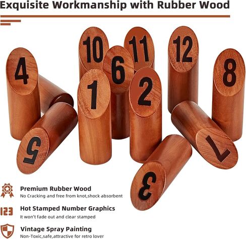 Numbered Block Tossing Game, Wooden Throwing Game Set with Scoreboard & Carrying Bag, Outdoor Backyard Lawn Game for Teens and Adults in Saudi Arabia