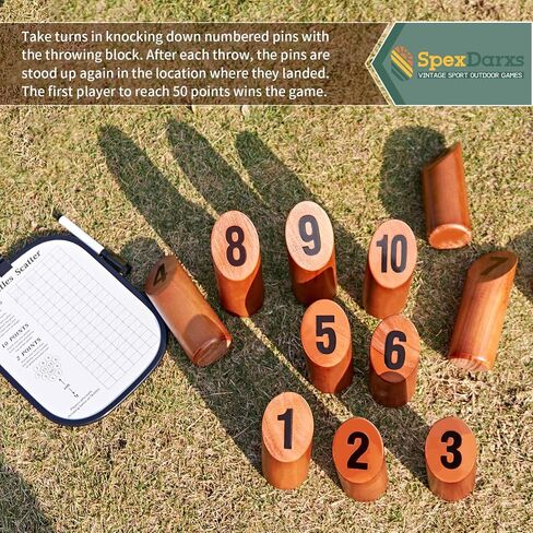 Numbered Block Tossing Game, Wooden Throwing Game Set with Scoreboard & Carrying Bag, Outdoor Backyard Lawn Game for Teens and Adults in Saudi Arabia