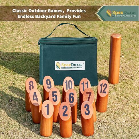 Numbered Block Tossing Game, Wooden Throwing Game Set with Scoreboard & Carrying Bag, Outdoor Backyard Lawn Game for Teens and Adults in Saudi Arabia