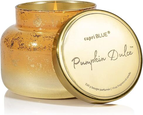 Capri Blue Apple Cider Social Scented Candles for Home - Glimmer Inverted Jar Candles - Long Lasting Candles - Soy Candles - Holiday Candles with Cranberry Red & Gold Ombre Glass Candle Holder (10 oz) in Kuwait