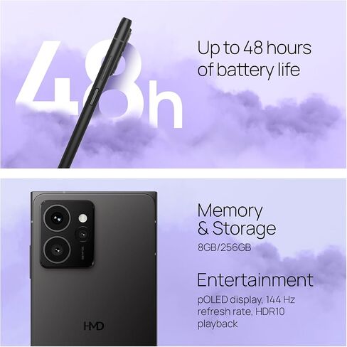 HMD Skyline 5G | Android 14 | Unlocked Smartphone | Dual SIM | US Version | 8/256GB | 6.55" 144Hz pOLED Screen | 108MP Triple Camera | 50MP Selfie Camera | Blue in Saudi Arabia