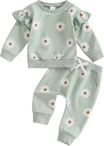 Infant Baby Girl Fall Outfit Long Sleeve Print Sweatshirt + Cute Pants Toddler Girl Winter Spring Clothes (Strawberry Pink, 2-3T) in Saudi Arabia