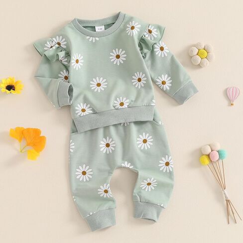 Infant Baby Girl Fall Outfit Long Sleeve Print Sweatshirt + Cute Pants Toddler Girl Winter Spring Clothes (Strawberry Pink, 2-3T) in Saudi Arabia