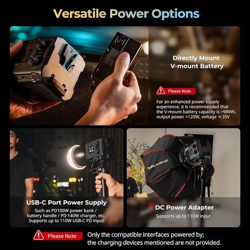 SmallRig RC 100B COB Video Light with Handle, Bi-Colour Video Light 2700K-6500K, Type-C PD Fast Charging, Built-in Battery Plate, App Control for Photography and Photo Studio, Mobile Version - 4894 in Kuwait