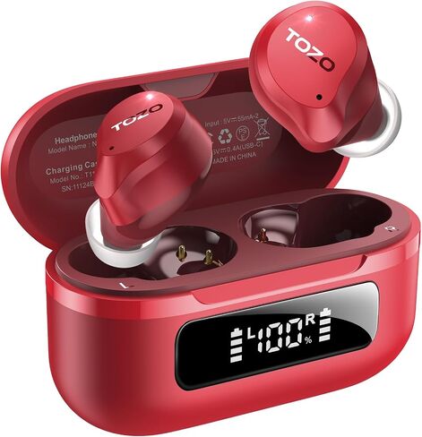 سماعات أذن TOZO NC9 2024 اللاسلكية بخاصية إلغاء الضوضاء النشطة 6 ميكروفونات ENC Clear Call IPX8 مقاومة للماء داخل الأذن بلوتوث 5.3 سماعات رأس ستيريو باس 55 ساعة وقت تشغيل مع شاشة LED 32 EQs عبر التطبيق in Kuwait