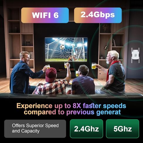 WiFi 6 Extender Signal Booster for Home, Fastest WiFi Repeater with Ethernet Port, 1 Button Set Up, AX2400 Dual Band 5GHz 2.4GHz in Kuwait