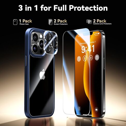 Diamond Clear for iPhone 14 Plus Case with 2X Screen Protector + 2X Camera Lens Protector, [Not Yellowing][Military-Grade Protection] Slim Thin Shockproof Phone Case for 14 Plus, Clear in Saudi Arabia