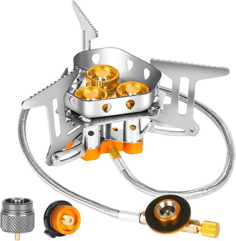 6800W Camping Backpacking Stove, Outdoor Portable Burner Cooking Stove with Fuel Canister Adapter, Piezo Ignition, Carry Case, Foldable Windproof Camping Gas Stove for Picnic Hiking in Saudi Arabia