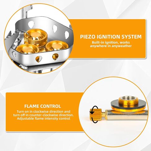 6800W Camping Backpacking Stove, Outdoor Portable Burner Cooking Stove with Fuel Canister Adapter, Piezo Ignition, Carry Case, Foldable Windproof Camping Gas Stove for Picnic Hiking in Saudi Arabia
