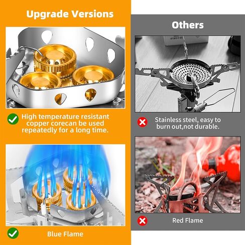 6800W Camping Backpacking Stove, Outdoor Portable Burner Cooking Stove with Fuel Canister Adapter, Piezo Ignition, Carry Case, Foldable Windproof Camping Gas Stove for Picnic Hiking in Saudi Arabia