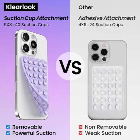قطعتان من حافظة الهاتف المصنوعة من السيليكون بالشفط على الوجهين، حامل ملحقات الهاتف بدون استخدام اليدين لصور السيلفي ومقاطع الفيديو، قبضة هاتف لاصقة من السيليكون لهواتف iPhone وAndroid، شفاف وأسود in Kuwait