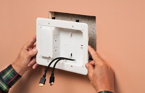 Arlington TVL2508K-1 طقم جسر تلفزيون منخفض المستوى للجدران الضحلة، صندوق 8 بوصة × 5 بوصة، جدار جاف 1/2 بوصة أو 5/8 بوصة، أبيض، عبوة واحدة in Kuwait