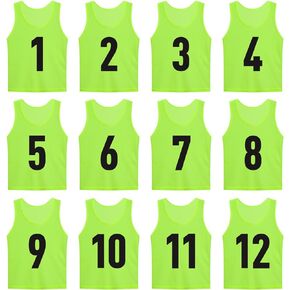 Holnkme Numbered Soccer Pinnies Scrimmage Vest Soccer Bibs Sports Pennies Team Training Practice Vest for Adult Youth(12 pcs)